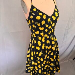 Lemon Print Navy Dress